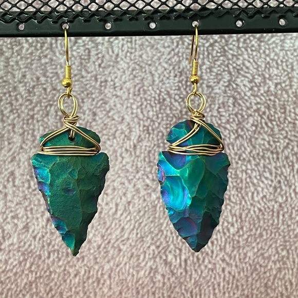 Iridescent Arrowhead Earrings - Picture 2 of 4